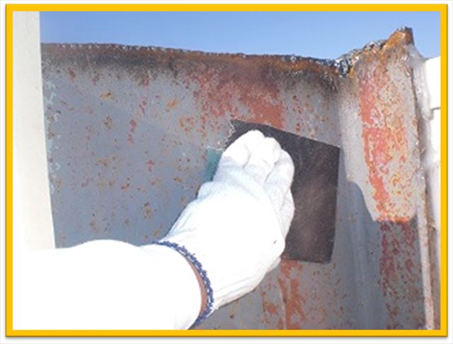 塩尻市倉庫屋根塗装　3種ケレン